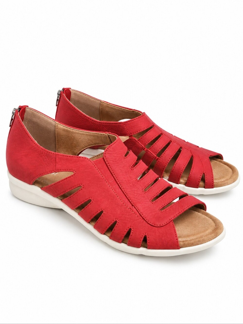 Comfortiva Pillowtop Red Leather Parker Sandals Women's Sz 11 -Travel Flats